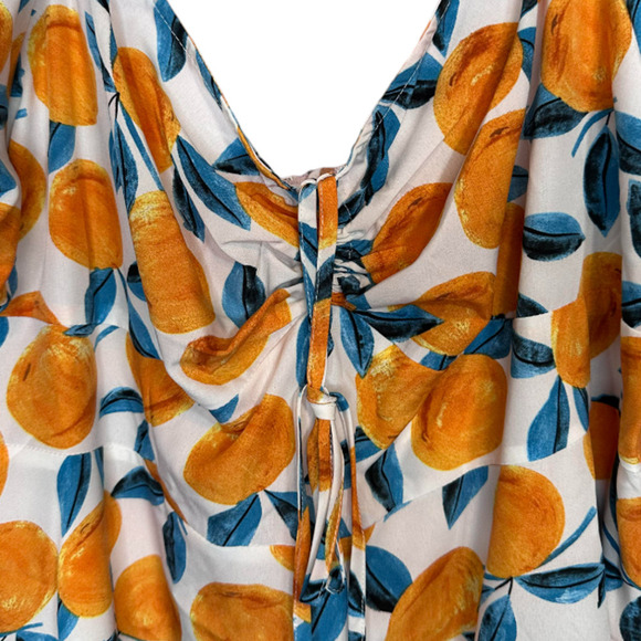 Shein Oranges Fruit Baby Doll Adjustable Rouched Bodice Peasant Dress Size 4X - Picture 5 of 5